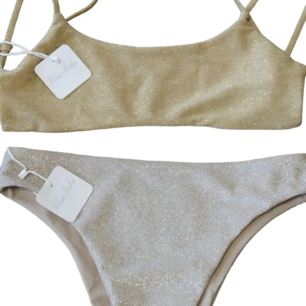 NWT Wave Babe Metallic Hi Waist Bikini Set